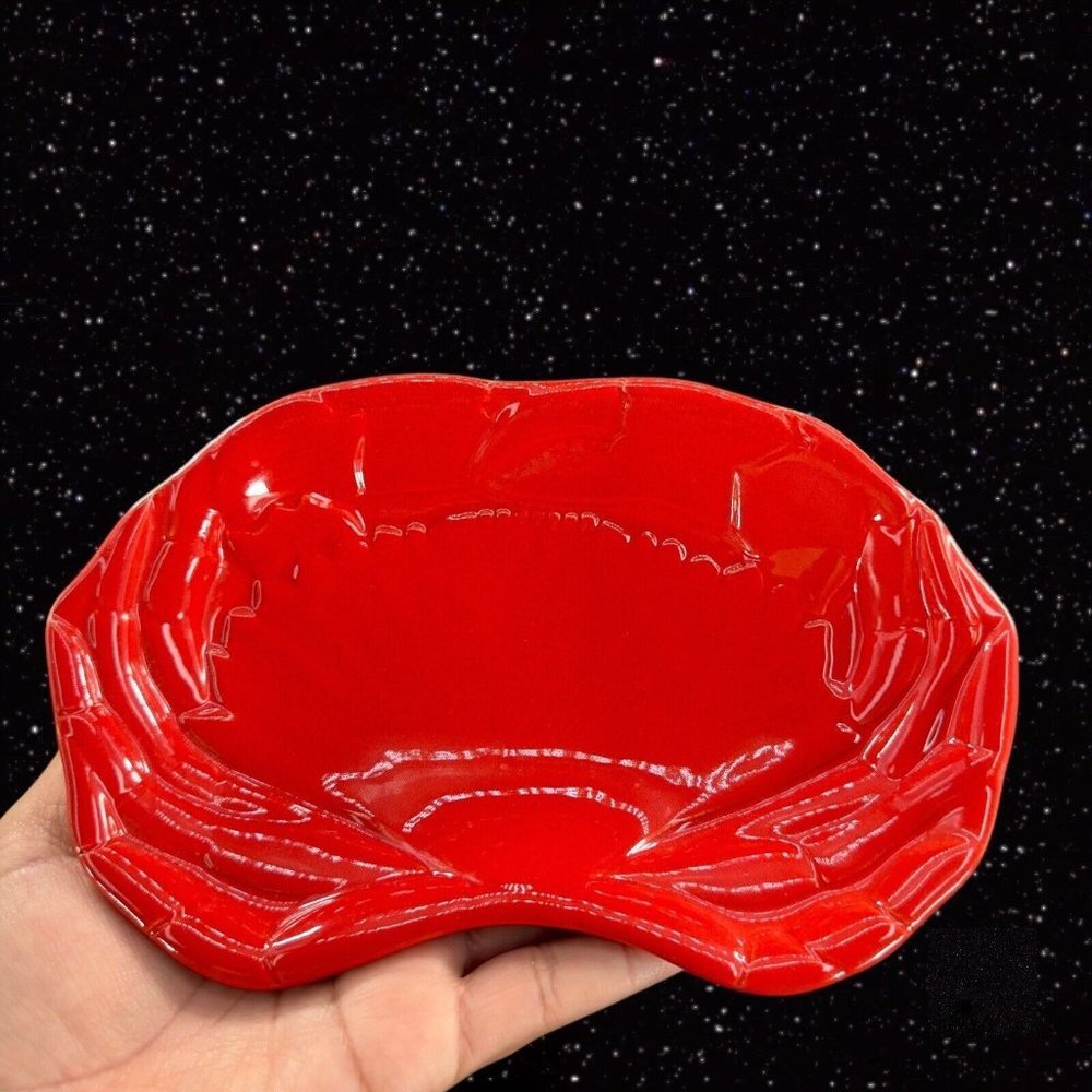 Williams Sonoma Red Crab Plate Dish Ceramic Porcelain Dish Marked 8”L 5”W